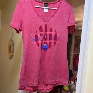 Harley-Davidson Pink V-Neck Tee with Graphic